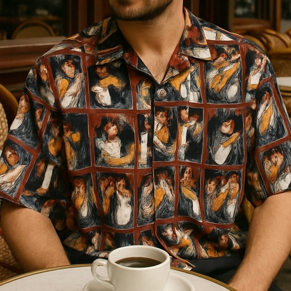 Guy Buffet Perfect Martini Silk Button Front Camp Shirt Men Medium Casual - Picture 1 of 8